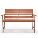 Patio Solid Wood Bench Wood 2-Seat Chair with Breathable Slatted Seat & Inclined Backrest by DirectDeals