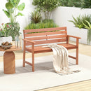 Patio Solid Wood Bench Wood 2-Seat Chair with Breathable Slatted Seat & Inclined Backrest by DirectDeals