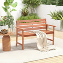 Patio Solid Wood Bench Wood 2-Seat Chair with Breathable Slatted Seat & Inclined Backrest by LJGDeals