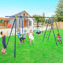 550 LBS 6-in-1 Patio Kids Swing Set with Climbing Net and Ladder-Green