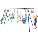 550 LBS 6-in-1 Patio Kids Swing Set with Climbing Net and Ladder by LJGDeals