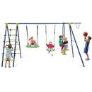 550 LBS 6-in-1 Patio Kids Swing Set with Climbing Net and Ladder by LJGDeals
