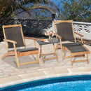 2 Pieces Patio Rattan Folding Lounge Chair with Acacia Wood Table by LJGDeals