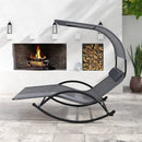 Outdoor Dual Rocker Sunbed 2-Person Canopied Patio Lounger with Detachable Headrests-Gray by LJGDeals