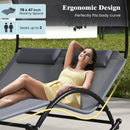 Outdoor Dual Rocker Sunbed 2-Person Canopied Patio Lounger with Detachable Headrests-Gray by LJGDeals