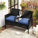 Patio Loveseat with Built-in Table for Backyard Porch by LJGDeals