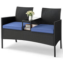 Patio Loveseat with Built-in Table for Backyard Porch by LJGDeals