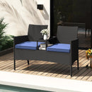 Patio Loveseat with Built-in Table for Backyard Porch by LJGDeals