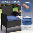 Patio Loveseat with Built-in Table for Backyard Porch-Navy