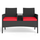 Patio Loveseat with Built-in Table for Backyard Porch by LJGDeals