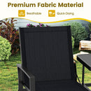 Patio Loveseat with Built-in Table with Breathable Fabric Back-Black by LJGDeals