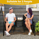 Patio Loveseat with Built-in Table with Breathable Fabric Back-Black by LJGDeals