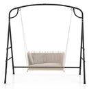 Patio Metal Swing Stand with Double Side Bars and 2-Ring Design-Black by LJGDeals