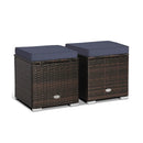 2 Pieces Patio Ottoman with Removable Cushions-Navy by LJGDeals