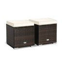 2 Pieces Patio Ottoman with Removable Cushions-White by LJGDeals