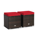 2 Pieces Patio Ottoman with Removable Cushions-Red by LJGDeals