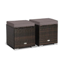 2 Pieces Patio Ottoman with Removable Cushions-Gray by LJGDeals