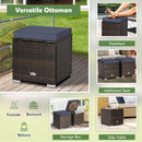 2 Pieces Patio Ottoman with Removable Cushions-Navy by LJGDeals