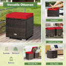 2 Pieces Patio Ottoman with Removable Cushions-Red by LJGDeals