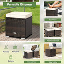 2 Pieces Patio Ottoman with Removable Cushions-White by LJGDeals
