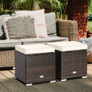 2 Pieces Patio Ottoman with Removable Cushions-White by LJGDeals