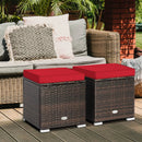2 Pieces Patio Ottoman with Removable Cushions-Red by LJGDeals