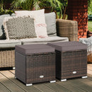 2 Pieces Patio Ottoman with Removable Cushions-Gray by LJGDeals
