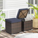 2 Pieces Patio Ottoman with Removable Cushions-Navy by LJGDeals