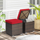 2 Pieces Patio Ottoman with Removable Cushions-Red by LJGDeals