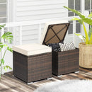 2 Pieces Patio Ottoman with Removable Cushions-White by LJGDeals