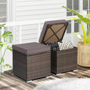 2 Pieces Patio Ottoman with Removable Cushions-Gray by LJGDeals