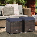 2 Pieces Patio Ottoman with Removable Cushions-Navy by LJGDeals
