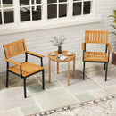 Patio Outdoor Dining Chair Set of 2 with Metal and Acacia Wood Frame by LJGDeals