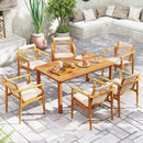Patio Outdoor Solid Wood Dining Table with Umbrella Hole for 6 by LJGDeals