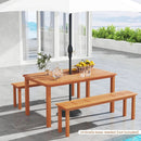 Patio Outdoor Solid Wood Dining Table with Umbrella Hole for 6 by LJGDeals