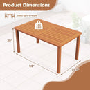 Patio Outdoor Solid Wood Dining Table with Umbrella Hole for 6 by LJGDeals