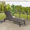 Patio PE Rattan Chaise Lounge with 5-Level Backrest and Wheels-Brown by LJGDeals