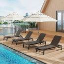 Patio PE Rattan Chaise Lounge with 5-Level Backrest and Wheels-Brown by LJGDeals
