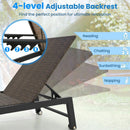Patio PE Rattan Chaise Lounge with 5-Level Backrest and Wheels-Brown by LJGDeals