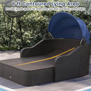 Outdoor Rattan Daybed with Retractable Canopy - Navy by LJGDeals