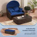 Outdoor Rattan Daybed with Retractable Canopy - Navy by LJGDeals