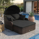 Outdoor Rattan Daybed with Retractable Canopy and Cushions by LJGDeals