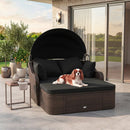 Outdoor Rattan Daybed with Retractable Canopy and Cushions by LJGDeals