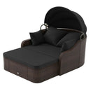 Outdoor Rattan Daybed with Retractable Canopy and Cushions by LJGDeals