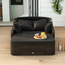 Outdoor Rattan Daybed with Retractable Canopy and Cushions by DirectDeals