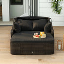 Outdoor Rattan Daybed with Retractable Canopy and Cushions by LJGDeals