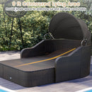 Outdoor Rattan Daybed with Retractable Canopy and Cushions by LJGDeals