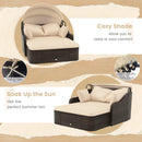 Patio PE Rattan Daybed with Retractable Canopy and Soft Cushions-Beige by LJGDeals