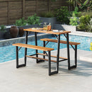 Patio Picnic Table Bench Set with Acacia Wood Tabletop and Benchtop by LJGDeals
