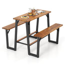 Patio Picnic Table Bench Set with Acacia Wood Tabletop and Benchtop by LJGDeals